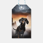 Dachshund Halloween Griezelen Cadeaulabel (Achterkant)