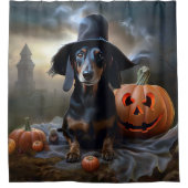 Dachshund Halloween Griezelen Douchegordijn (Voorkant)
