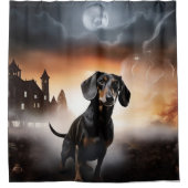 Dachshund Halloween Griezelen Douchegordijn (Voorkant)