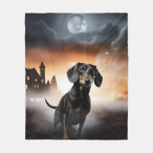 Dachshund Halloween Griezelen Fleece Deken (Voorkant)