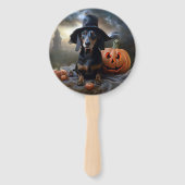 Dachshund Halloween Griezelen Handwaaier (Achterkant)