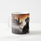 Dachshund Halloween Griezelen Koffiemok (Voorkant links)