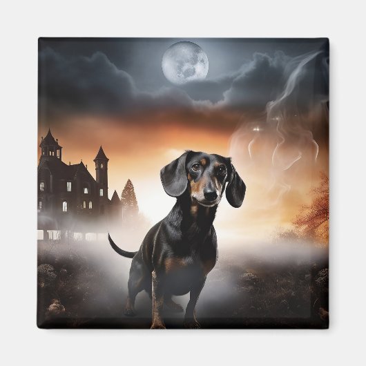 Dachshund Halloween Griezelen Magneet (Voorkant)