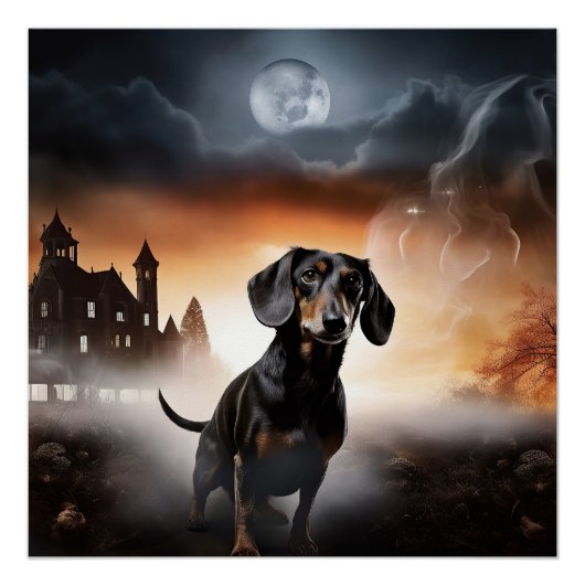 Dachshund Halloween Griezelen Perfect Poster (Voorkant)