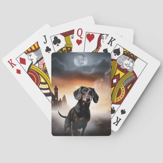 Dachshund Halloween Griezelen Pokerkaarten (Achterkant)