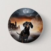 Dachshund Halloween Griezelen Ronde Button 5,7 Cm (Voorkant)