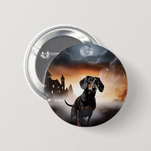 Dachshund Halloween Griezelen Ronde Button 5,7 Cm