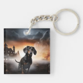 Dachshund Halloween Griezelen Sleutelhanger (Achterkant)
