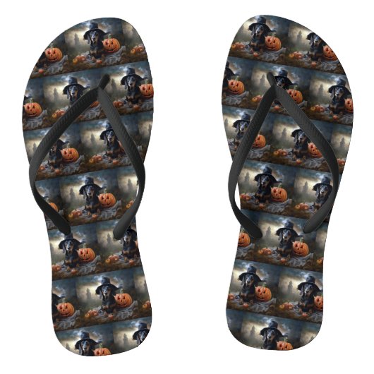 Dachshund Halloween Griezelen Teenslippers (Voetbed)