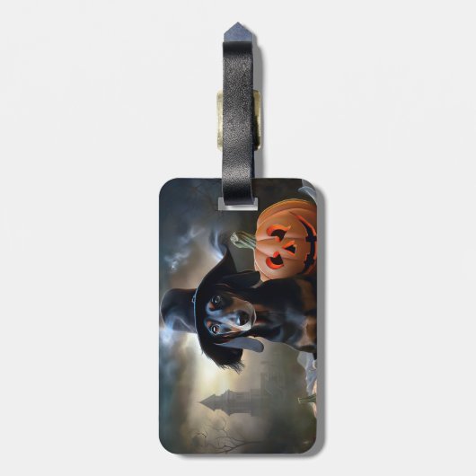 Dachshund Halloween griezelig Bagagelabel (Achterkant verticaal)