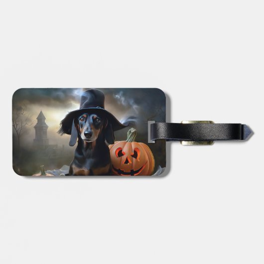 Dachshund Halloween griezelig Bagagelabel (Achterkant horizontaal)