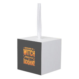 Dachshund Halloween Heks Waarschuwing Typografie V Decoratie