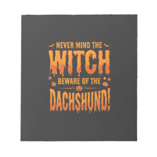 Dachshund Halloween Heks Waarschuwing Typografie V Notitieblok