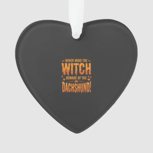 Dachshund Halloween Heks Waarschuwing Typografie V Ornament