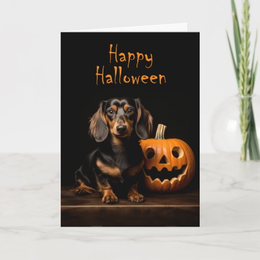Dachshund Halloween Kaart (Voorkant)