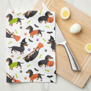 Dachshund Halloween Kitchen Towel Theedoek