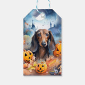 Dachshund Halloween met pompoenen eng Cadeaulabel (Achterkant)