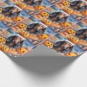 Dachshund Halloween met pompoenen eng Cadeaupapier (Hoek)