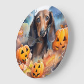 Dachshund Halloween met pompoenen eng Grote Klok (Hoek)