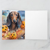 Dachshund Halloween met pompoenen eng Kaart (Binnen)