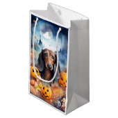 Dachshund Halloween met pompoenen eng Klein Cadeauzakje (Voorkant Gekanteld)