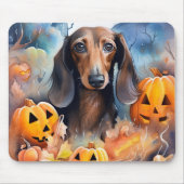 Dachshund Halloween met pompoenen eng Muismat (Voorkant)