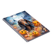 Dachshund Halloween met pompoenen eng Notitieboek (Rechterzijde)