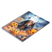 Dachshund Halloween met pompoenen eng Notitieboek (Linkerzijde)