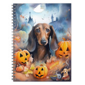 Dachshund Halloween met pompoenen eng Notitieboek (Voorkant)
