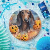 Dachshund Halloween met pompoenen eng Papieren Bordje (Feest)