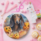 Dachshund Halloween met pompoenen eng Papieren Bordje (Feest)