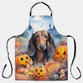 Dachshund Halloween met pompoenen eng Schort (Voorkant)
