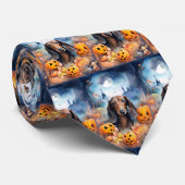 Dachshund Halloween met pompoenen eng Stropdas (Opgerold)