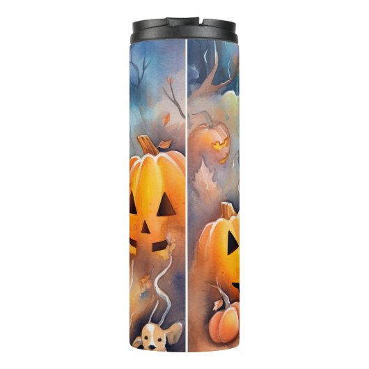 Dachshund Halloween met pompoenen eng Thermosbeker (Achterkant)