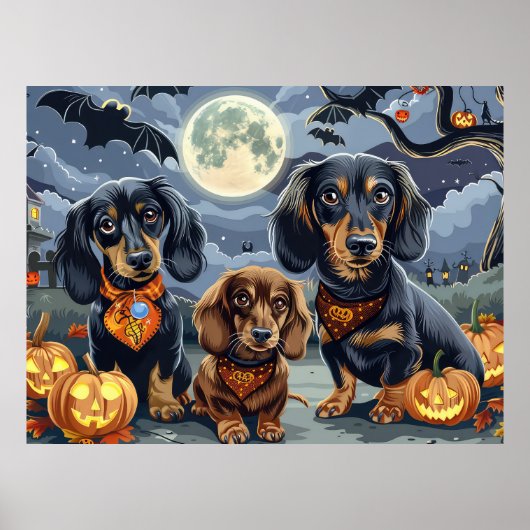 Dachshund Halloween Spoken  Poster (Voorkant)