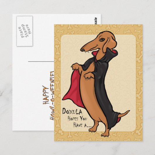 Dachshund Halloween Vampire Briefkaart (Voorkant / Achterkant)