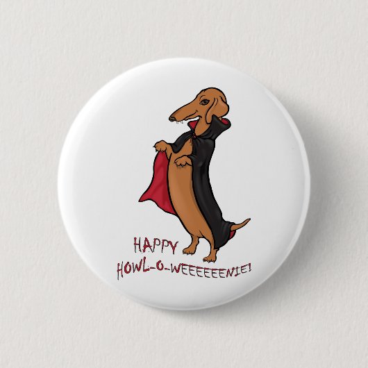 Dachshund Halloween Vampire Ronde Button 5,7 Cm (Voorkant)