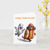 Dachshund Halloweenie Kaart (Gele Bloem)