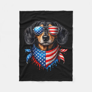 Dachshund halsdoek 4 juli patriottische hondenlief fleece deken