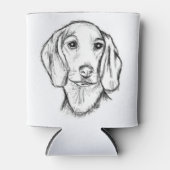 dachshund hand drawn sketch black white puppy dog blikjeskoeler (Voorkant)