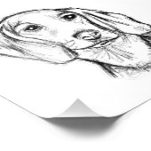 dachshund hand drawn sketch black white puppy dog foto afdruk (Hoek)