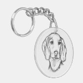 dachshund hand drawn sketch black white puppy dog  sleutelhanger (Voorkant Links)
