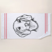 dachshund hand drawn sketch black white puppy dog strandlaken (Voorkant)