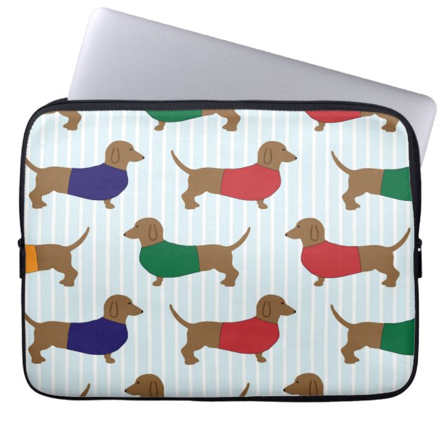 Dachshund-handschoenen met een kleurrijke kleur, l laptop sleeve (Voorkant)