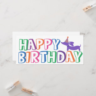 Dachshund Happy Birthday Card Long Kaart