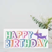 Dachshund Happy Birthday Card Long Kaart (Staand voorkant)