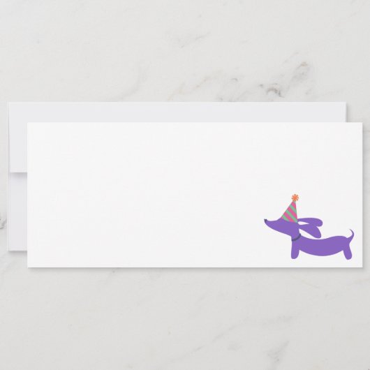 Dachshund Happy Birthday Card Long Kaart (Achterkant)