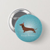Dachshund - Happy Birthday Design Ronde Button 5,7 Cm (Voorkant /achterkant)