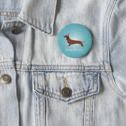 Dachshund - Happy Birthday Design Ronde Button 5,7 Cm (In situ)