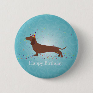 Dachshund - Happy Birthday Design Ronde Button 5,7 Cm